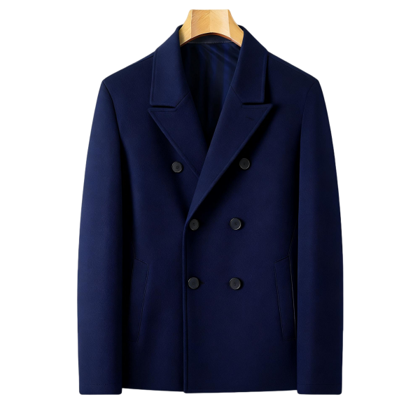 Navy Blue Double-Breasted Coat